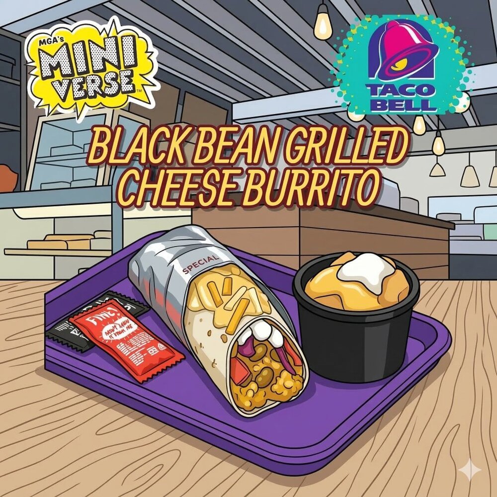 MGA's Miniverse Make It Mini Food Taco Bell: BLACK BEAN GRILLED CHEESE BURRITO